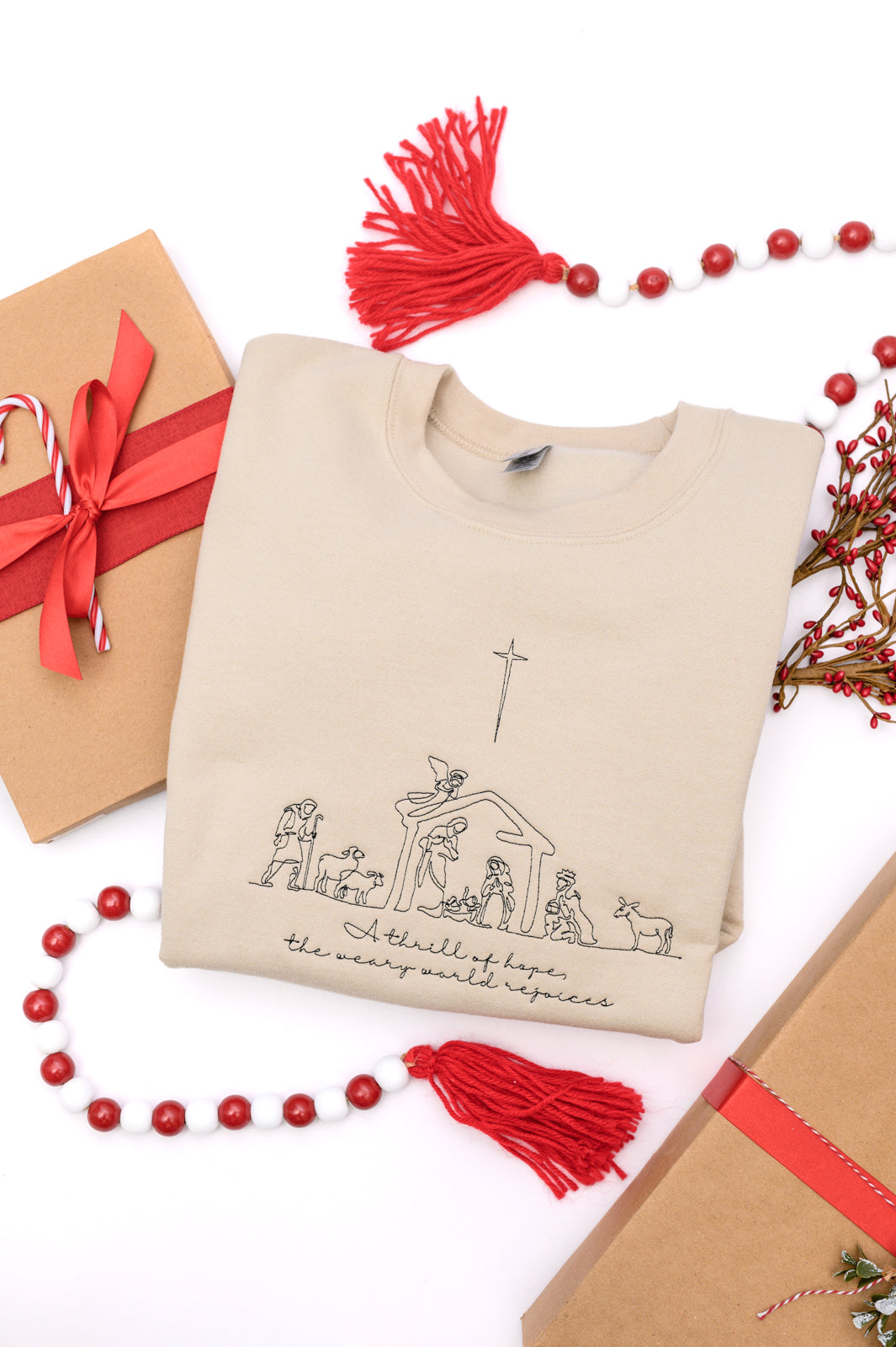 PREORDER: A Thrill of Hope Embroidered Nativity Sweatshirt