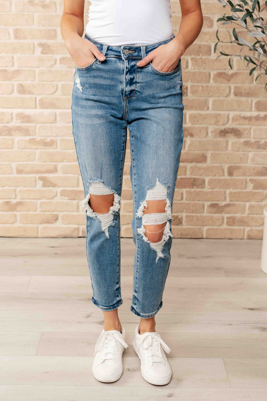 Frankie High Waist Distressed Boyfriend Jeans