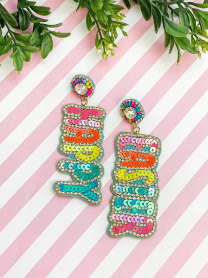 PREORDER: Happy Easter Sequin Dangle Earrings