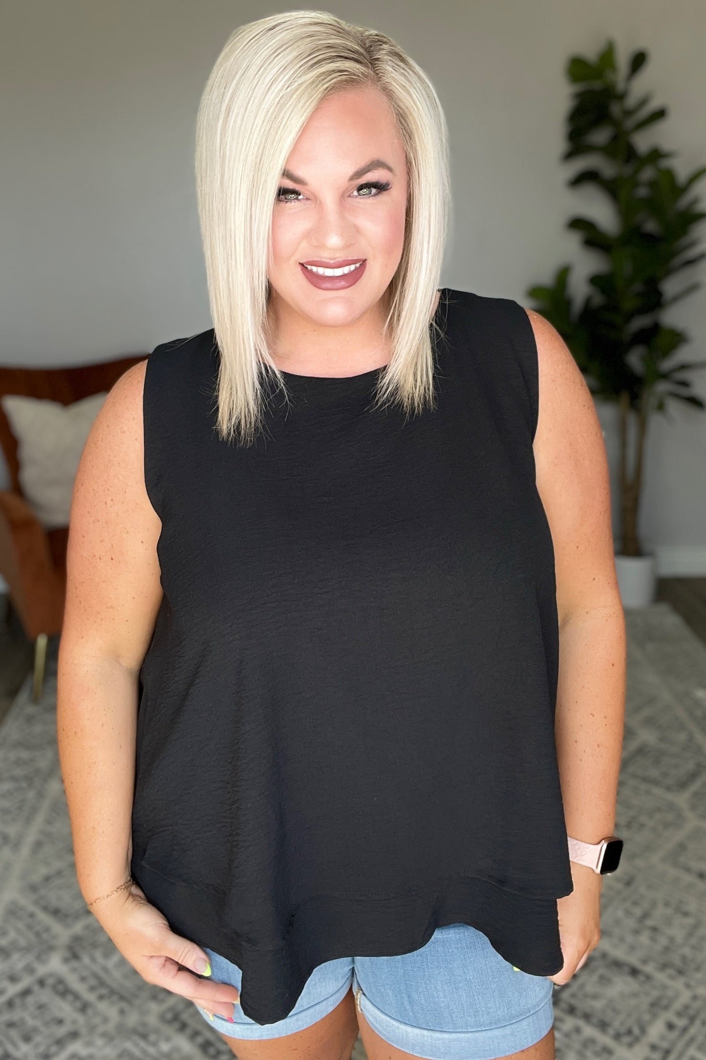 Double Tiered Flare Tank in Black