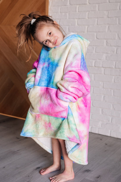 Kids Oversized Hoodie Blanket in Rainbow