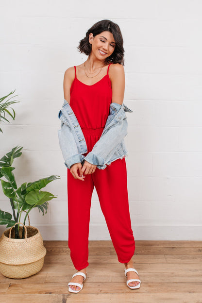 Livin' The Dream Jumpsuit in Red