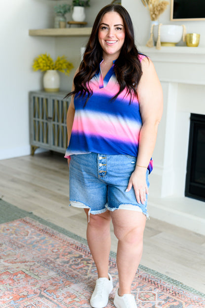 Lizzy Tank Top in Blue and Pink Haze