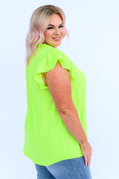 Under Neon Lights Ruffle Sleeve Top