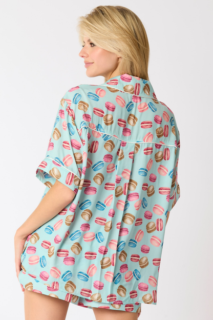 Poly Satin Macarons Printed Pajama Shirt