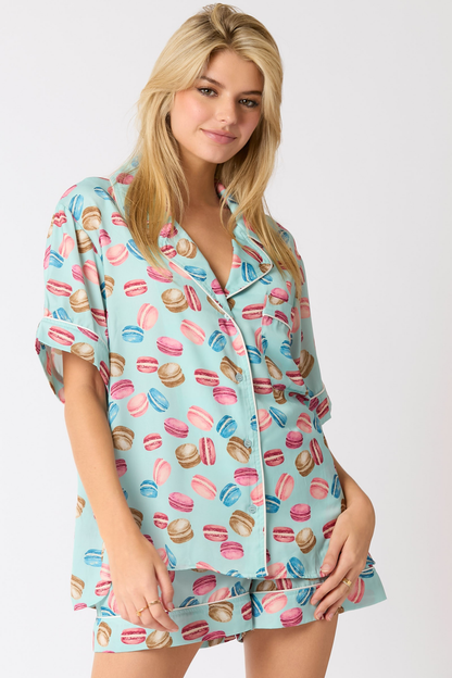 Poly Satin Macarons Printed Pajama Shorts