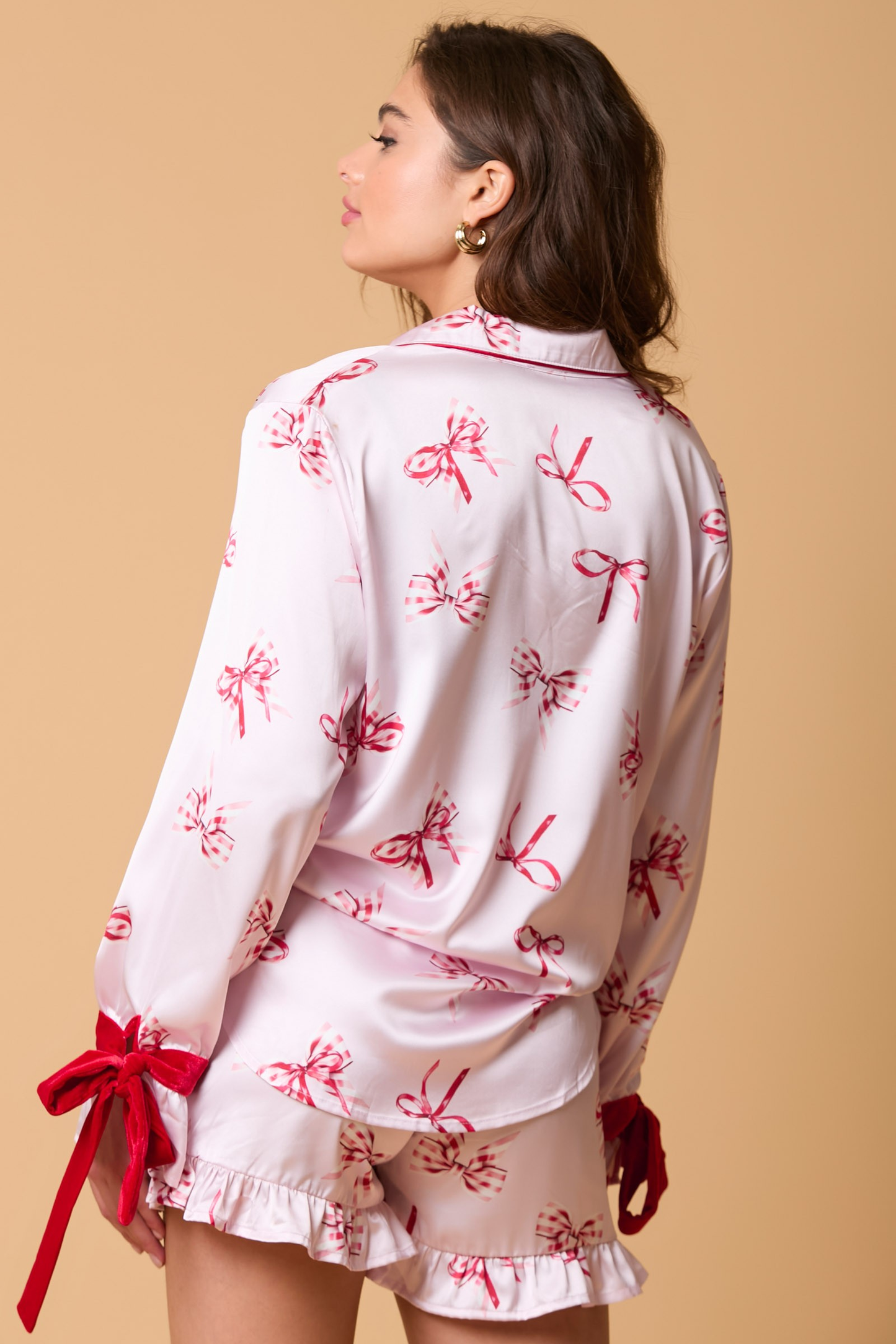 Satin Pajama Top with Bow on the Cuffs