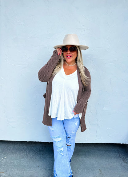 Reese Ribbed Cardigan in Seven Colors