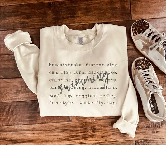 Swimming Words Sweatshirt in Two Colors